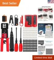 Ergonomic RJ45 Crimp Tool Set with 50 Connectors - Complete Networking Solution