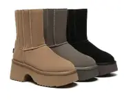 UGG EVERAU® UGG Boots Short Zipper Chunky Platform Yuana - Chestnut / AU Ladies 7 / AU Men 5 / EU 38