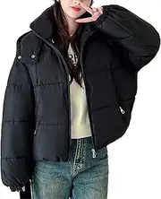 [Generic] Womens Hooded Puffer Thicken Full-Zip Winter Lightweight Jacket Coats Long Sleeve Causual Warm Quilted Down Coat