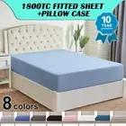 1800TC Ultra Soft Bed Fitted Sheet Set Pillowcase Single/Double/Queen/King AU