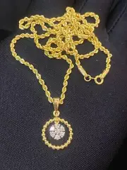 0.40 Cts Round Brilliant Cut Diamonds Morning Star Necklace In 14K Yellow Gold
