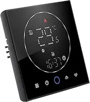 Smart Wireless Thermostat, Energy Saving LED Panel 13mm Thin Recessed Design Home Thermostat with Temperature Control Accuracy for Electric Heating (Black)