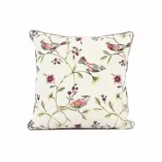 REMSOFT Embroidery Linen Cotton Throw Pillow 18 X 18 Jacquard Bird On the Tree A