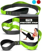 Stretching Strap with Loops for Physical Therapy, Yoga, Exercise and Flexibility - Non Elastic Fitness Stretch Band + Exercise Instructions & Carry Bag by CTRL Sports