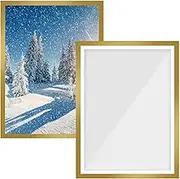 GANILITY Diamond Painting Frame, Pack of 2 A4 Self-Adhesive Magnetic Frame, 32.5 x 23.8 cm, Self-Adhesive Magnetic Picture Frame, for Home Wall Decoration, Gold