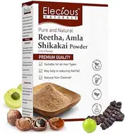 Elecious Naturals Amla, Reetha, Shikakai Powder for Hair | 3-in-1 Natural Hair cleanser | 100% Natural, No Chemical, No Preservative | SLS, Paraben free | Ready to use