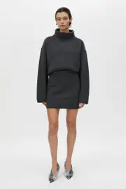 Rohan Knit Mini Skirt in Charcoal Melange - CAMILLA AND MARC® C&M