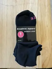 Broadway Apparel Women’s Sport Socks 6 Pack Black Size 9-11 (Shoe Size 5.5-9.5)