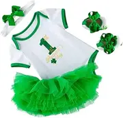[ERINGOGO] 1 Set Saint Patrick's Day Costume Set Adorable Tutu Dress with Short Sleeve Shirt Headband and Shoes for Months Spring Summer Outfit