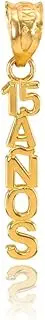 [Quinceanera Jewelry] 14K Yellow Gold Vertical Quinceanera 15 Anos Necklace Pendant