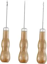 STOBOK Diy Leather Craft Supplies 3pcs Sewing Prickers Wood Handle for Stitching