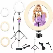 10" LED Selfie Ring Light With Tripod Phone Holder Stand For Makeup Live Stream