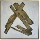 Original Gold Leaf Lines Acrylic Painting Abstract Japandi Style Wall Art 32x32"