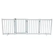 Pet Fence Dog Gate Puppy Safety Guard Indoor Wooden Playpen Foldable Freestanding Barrier Protection Net Stair Partition Grey 4Panels