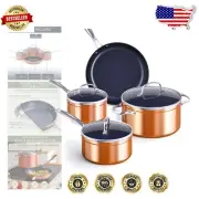 Healthy Duralon Blue 7-Piece Nonstick Cookware Set - Induction Ready & Oven Safe