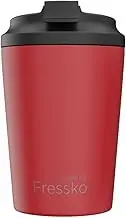 made by Fressko Reusable Coffee Cup - Stainless Steel Insulated Mug - Leak Proof Travel Cup for Hot/Cold Drinks - 3 Hr Heat Retention - Fits Car Holders & Coffee Machines - Chilli - 12oz 340ml