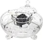 DUEBEL Caviar Serving Set, 1 Glass Divided Serving Bowl Set Plus 2 pcs. x Mother of Pearl Caviar Spoon –Caviar Dish Serving Set, Shrimp Chiller for Kitchen, Restaurant, Catering Events