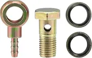 X AUTOHAUX 1 Set Banjo Bolt Kit M12x1.5 Banjo Bolt Hose Barb Fittings Brake Line Fitting Adapter with Copper Washers for Motorcycle Car Iron Bronze Tone