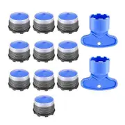 10PCS Faucet Aerator Replacement for Sink Faucet Flow Restrictor, Kitchen Bathroom Cache Aerators with 2Pcs Removal Tool GrayBlue