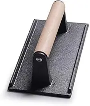 Bacon Press - Heavy - Duty Cast Iron Grill Press Meat Press Steak Grill Weight Burger Smasher Burger Press with Wood Handle (Black 1)