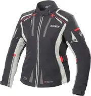 Büse Linda, textile jacket waterproof women , color: Black/Light Grey/Red , size: 36