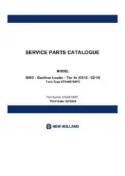 New Holland B95C Backhoe Loader Tier 4a (03/2012-02/2015) Parts Catalog PDF/USB