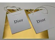 2 Bags Classic Dior white pebbled paper gift bags 5 x 6 x 2.5 (2 Pcs)