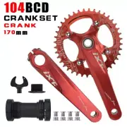 MTB Bicycle Crankset Hollow Integrated Crank 104BCD 32/34/36/38/40/42T Chainring