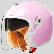 Retro Motorcycle Helmet, ECE Certified Jet Helmet, Scooter Helmet with Visor, Open Half Jet Helmet, Moped Helmet for Adults Men and Women E,55-62cm