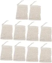 CTIRCHIU 10Pcs Drawstring Soap Saver Bags Exfoliating Foaming Net for Bathing Ramie Soap Pouches Durable Shower Supplies for Easy Lathering and Skin Cleansing