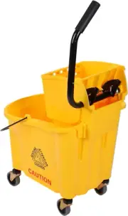 Premium 35-Quart Commercial Yellow Mop Bucket with Side Press Wringer - Ideal fo