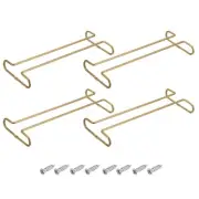 4 Pack Wine Glass Hanging Rack Metal Stemware Storage Holder 10" Gold