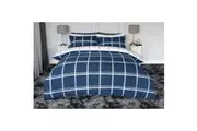 Belledorm Dalton Brushed Cotton Checked Duvet Cover Set (Navy/White) (Single)