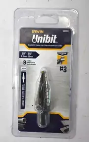 Irwin Step Drill Bit #3 1/4" To 3/4" 9 Hole Sizes Genuine OEM 10233CB 3/8" Shank