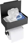 Toilet Paper Holder with Shelf, Wipes Holder for Bathroom Wipe Storage
