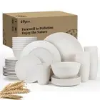 Wheat straw bowl and plate sets of 40 with cups for kids - Unbreakable plasti...