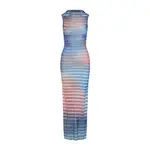 [Jean Paul Gaultier] Jean Paul Gaultier-Light Blue Mesh Printed "Air" Long Dress-Donna M STAND