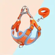 Dog Harness, Adjustable Without Pulling Puppy Kitten Collar Little Dog cat Breathable mesh Vest Harnesses Leash Chihuahua mops pet Supplies,Orange,Extra Large