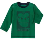 Gymboree Baby Boy's Size 6/12 Months Jungle Green Cheeky Monkey Long Sleeved Tee