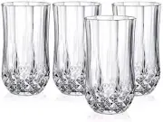 4 Cristal d'Arques LONGCHAMP Crystal Highball Glasses Tall Tumblers NEW IN BOX