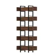 Artiss Bookshelf 5-Tier Bookcase Display Shelves Metal Storage Stand Rack Walnut