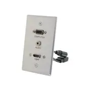 1 NEW 60144 HDMI HD15 3.5mm Dongle Aluminum Single Gang I/O Media Wallplate