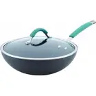 Rachael Ray Cucina Hard Anodized Nonstick Wok Pan with Lid, 11-Inch Covered Stir