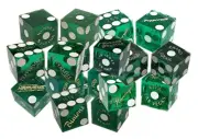Lot 3 Pairs Genuine Las Vegas Lake Tahoe Reno Nevada Casino Craps Dice ALL GREEN