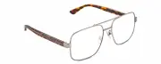 Gucci GG0529S Designer Reading Glasses Ruthenium Silver Tortoise Havana Pilot 60