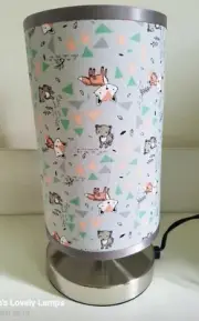Bedside touch Lamp light fabric shade woodland fox baby nursery