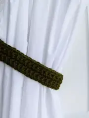 One Pair Curtain Tiebacks Tie Backs Dark Solid Olive Green Basic Simple Crochet