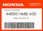 Honda Genuine Wheel Sub-Assy., Fr. - 44650-Hm8-A30