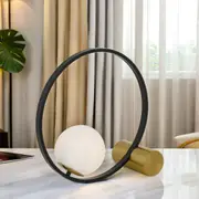 Matias Table Lamp in Black/Antique Gold/Opal Matt