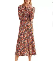Boden Floral Midi Tea Dress Crew Neck US 6 NEW